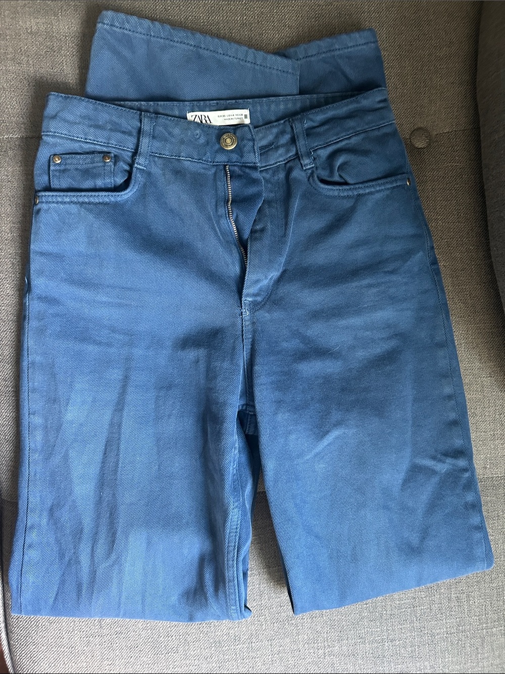Zara Straight Leg Women's Pants in Denim Blue